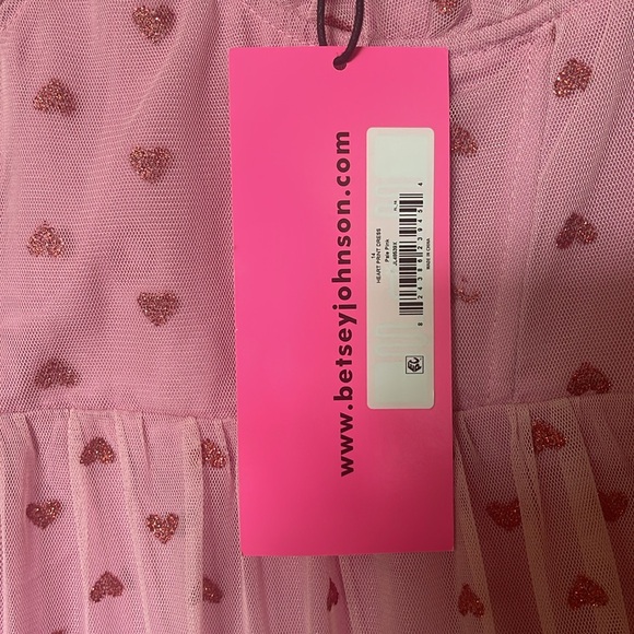 Betsey Johnson Pink and Red Heart Valentine’s Day Tulle Mesh Midi Dress 14 NWT - Picture 9 of 12